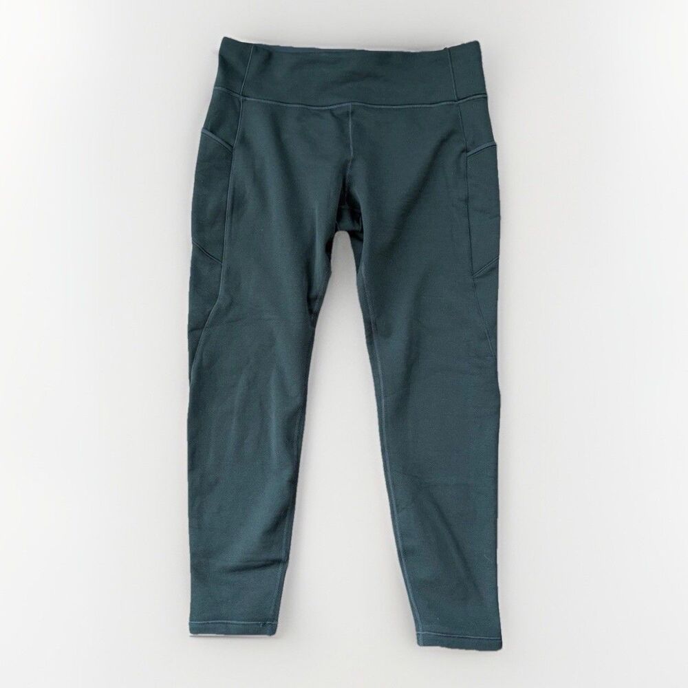 Athleta Altitude Edge Fleece Lined Stash High Rise Tight Leggings Green Size XL